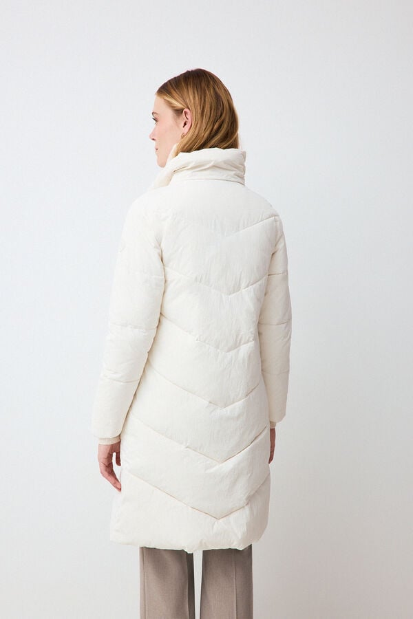 Pedro del Hierro Puffer long parka with hood Ecru