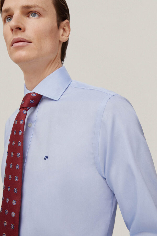 Pedro del Hierro Plain pinpoint dress shirt, non-iron + stain-resistant Blue