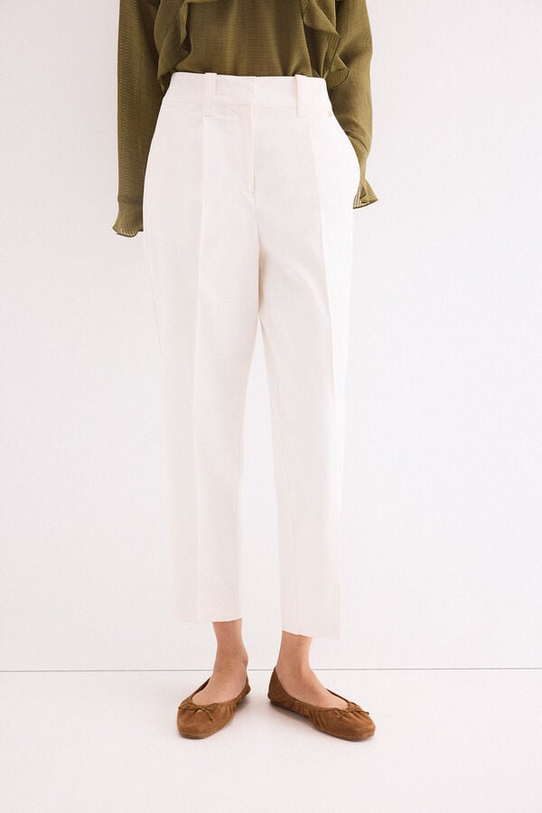 Pedro del Hierro Pleated trousers Ecru