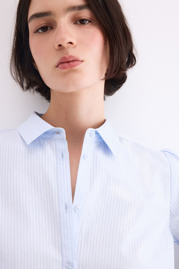 Pedro del Hierro Striped basic easy iron shirt Blue