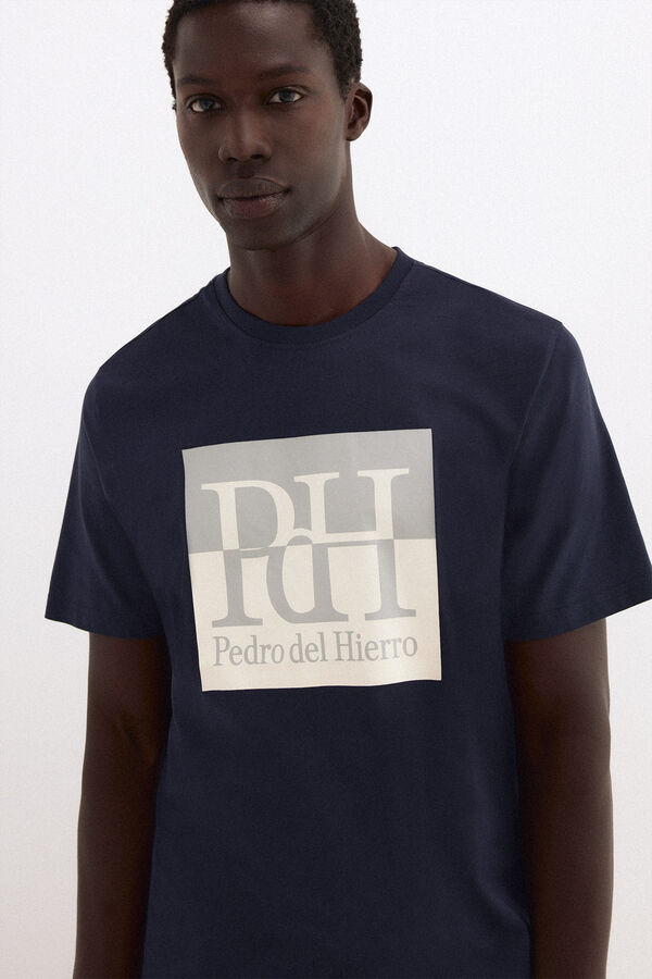 Pedro del Hierro Large logo T-shirt Blue