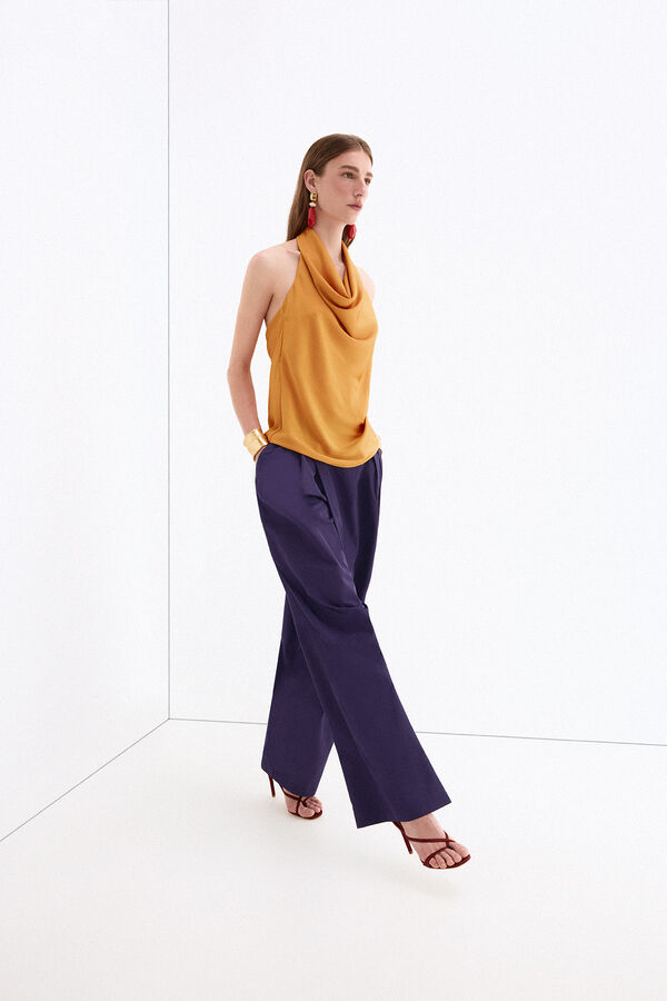 Pedro del Hierro Cal&ccedil;a em tafet&aacute; Azul