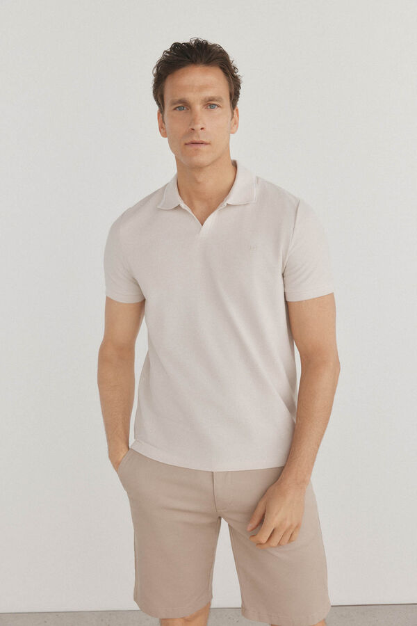 Pedro del Hierro Textured polo shirt Beige