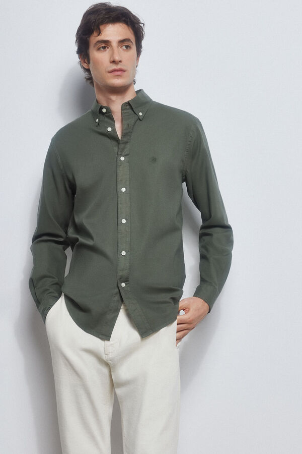 Pedro del Hierro camisa iconic oxford tingida Verde