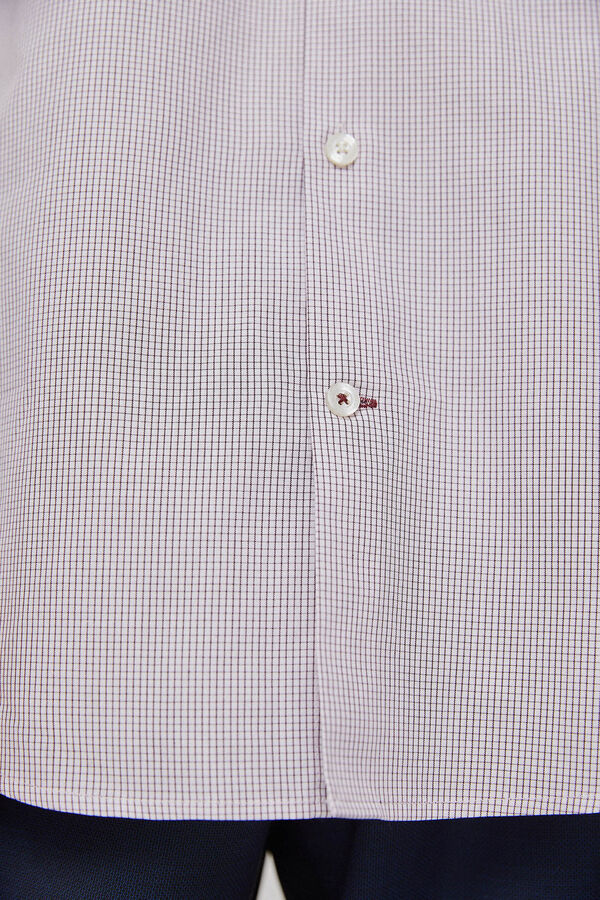 Pedro del Hierro Camisa vestir facil plancha y antimanchas cuadros regular fit Burgundy