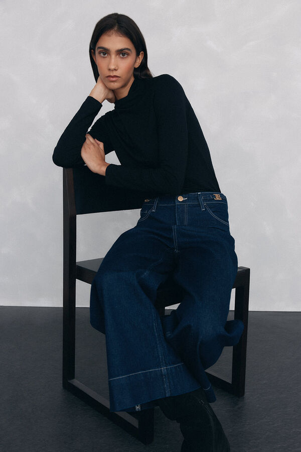 Pedro del Hierro Camiseta de cuello vuelto Negro