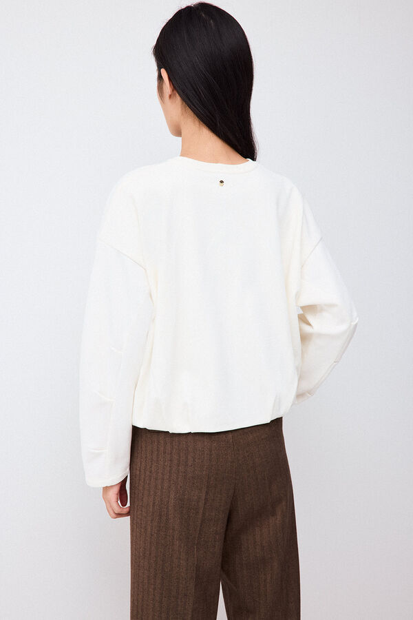 Pedro del Hierro Loose round neck sweatshirt Ecru
