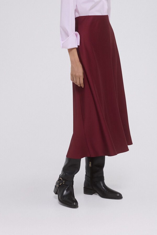 Pedro del Hierro Satin flared midi skirt Purple