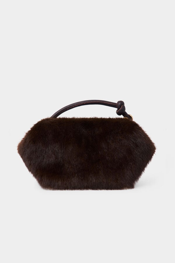 Pedro del Hierro Multiway faux fur mini handbag Ecru