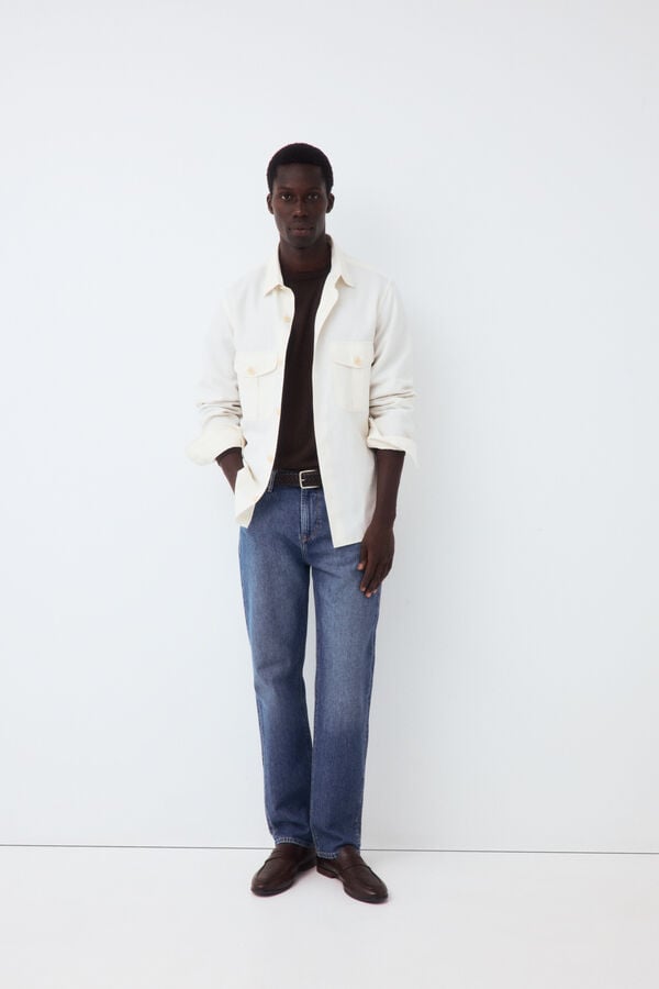 Pedro del Hierro Plain tencel linen overshirt Ecru