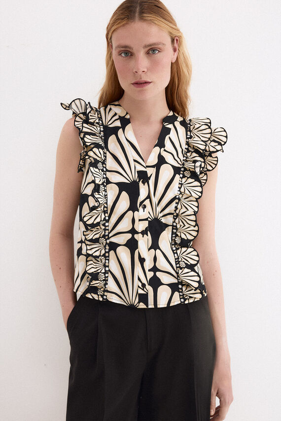 Blusa estampada bicolor