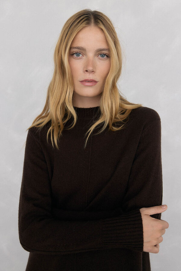 Pedro del Hierro jersey-knit dress with central seam in wool Brown