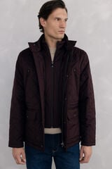 Pedro del Hierro Diamond-patterned quilted jacket Burgundy