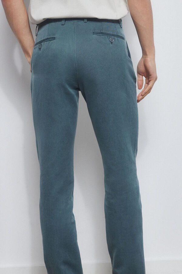 Pedro del Hierro Cotton/linen slim fit trousers Blue