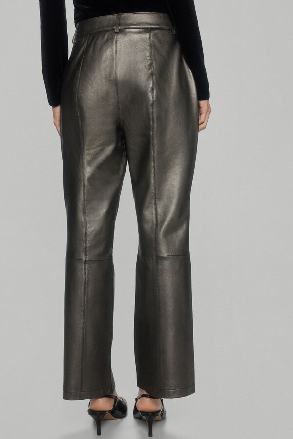 Pedro del Hierro Flared leather trousers Grey
