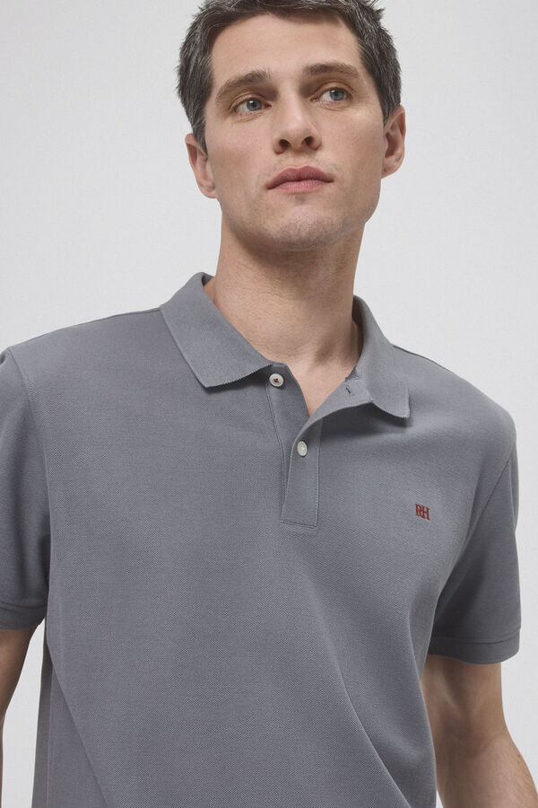 Pedro del Hierro Slim basic polo shirt with embroidered logo Grey