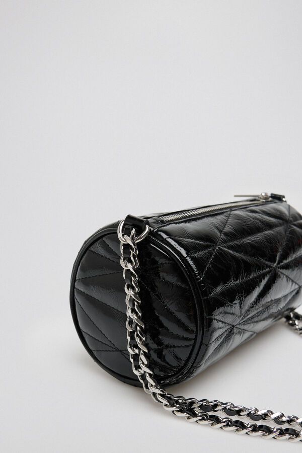 Pedro del Hierro Quilted leather baguette bag Black