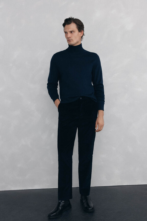 Pedro del Hierro Calça Chino de veludo grossa de regular fit Azul