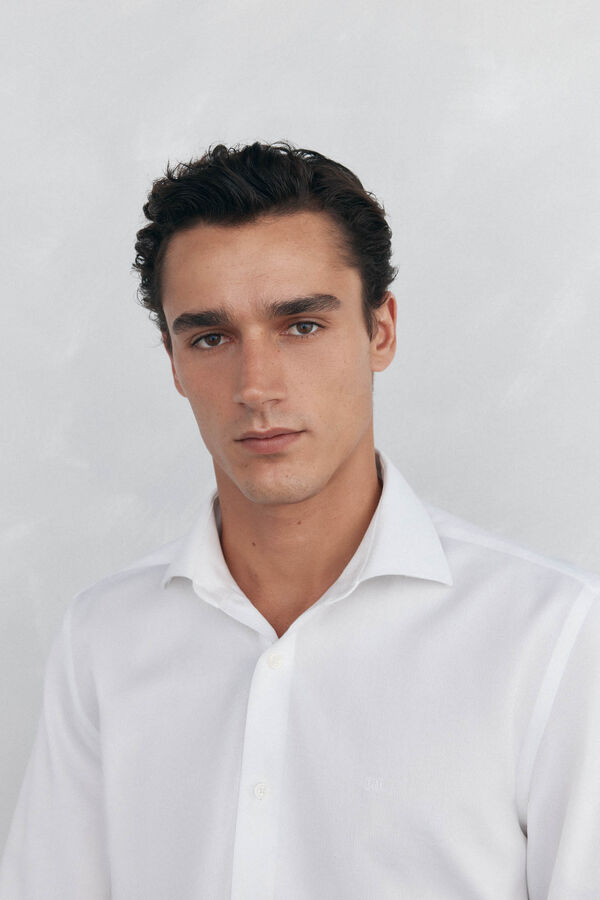 Pedro del Hierro Plain non iron + stain resistant dress shirt White