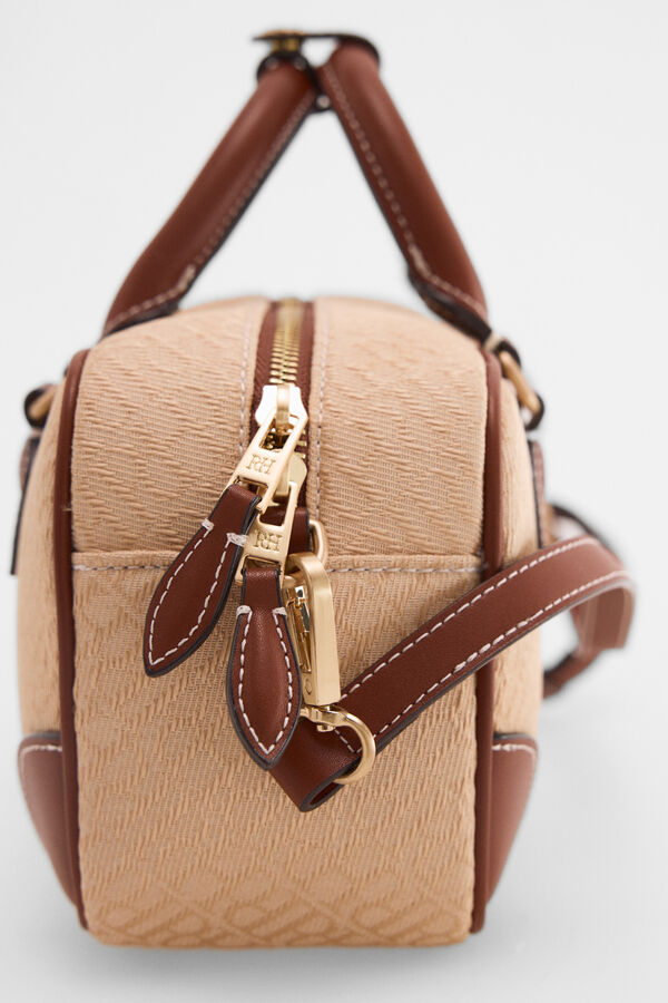 Pedro del Hierro Jacquard logo bowling bag Beige