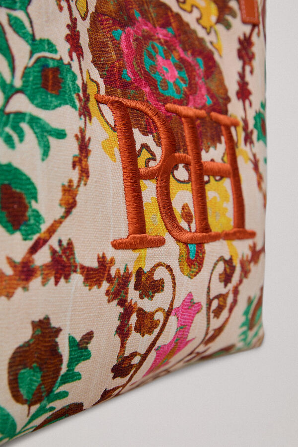 Pedro del Hierro Shopper bag in floral print fabric and leather Several