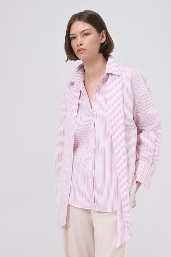 Pedro del Hierro Camisa popelin rayas lazo Rosa