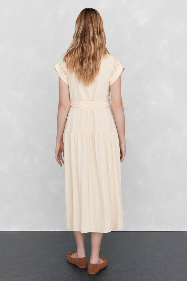 Pedro del Hierro Vestido camisa mangas comprimento midi Amarelo