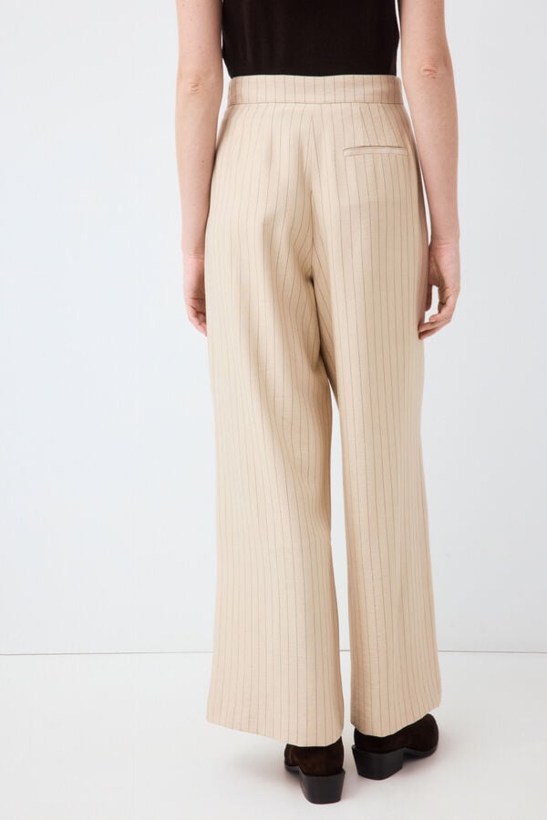 Pedro del Hierro Striped straight trousers Ecru