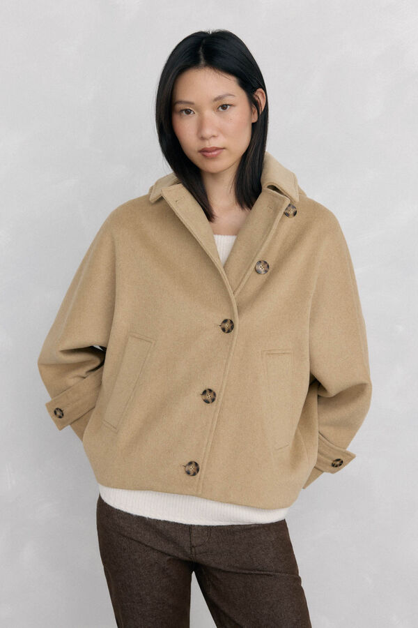 Pedro del Hierro Cape-style jacket with hood Beige