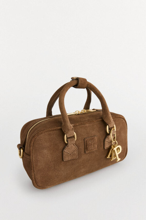 Pedro del Hierro mini bowling bag with leather crossbody Brown