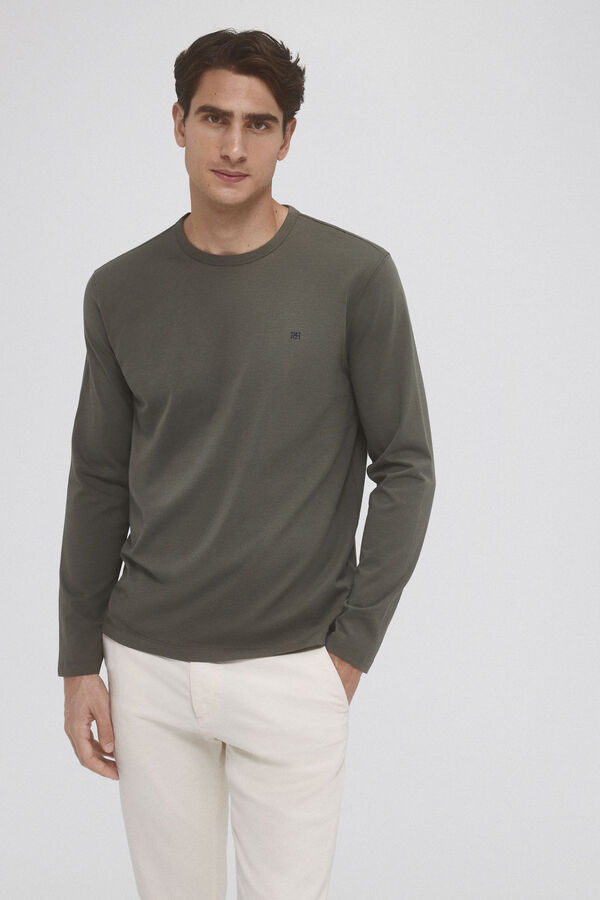 Pedro del Hierro Basic long sleeve T-shirt Green