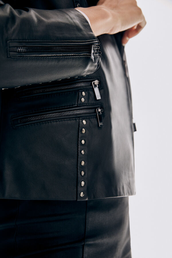Pedro del Hierro Perfect studded nappa jacket Black