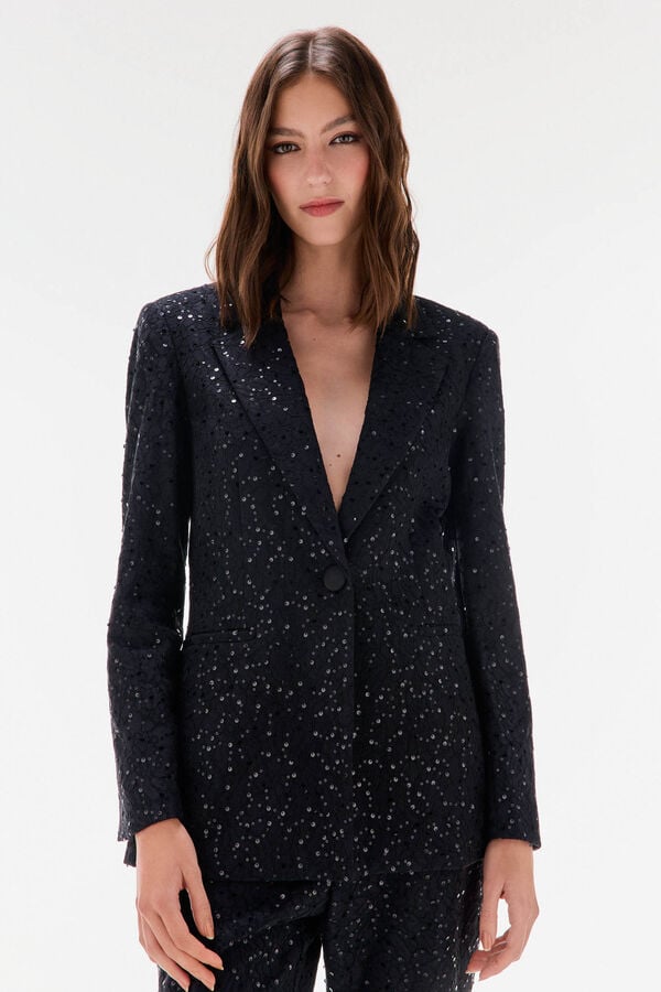 TFP by Tamara Falcó Sequin fitted blazer Black