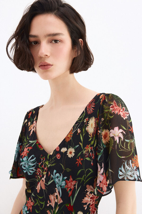 Pedro del Hierro Vestido largo estampado cortes Azul