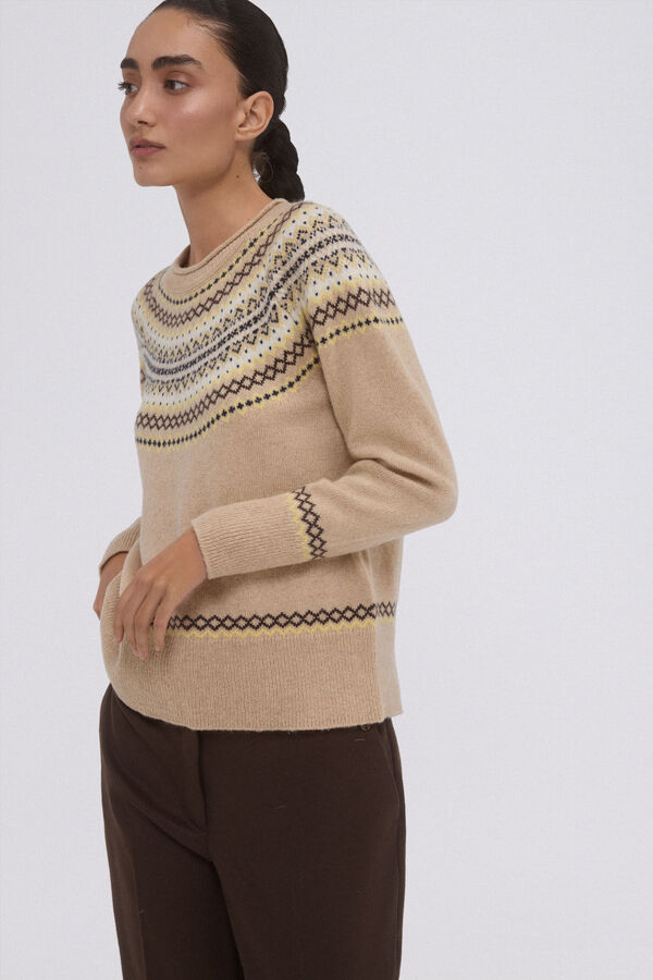 Pedro del Hierro Jersey jacquard greca Marrón