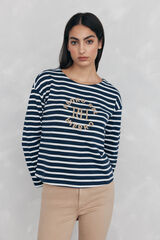 Pedro del Hierro Embroidered striped sweatshirt Blue