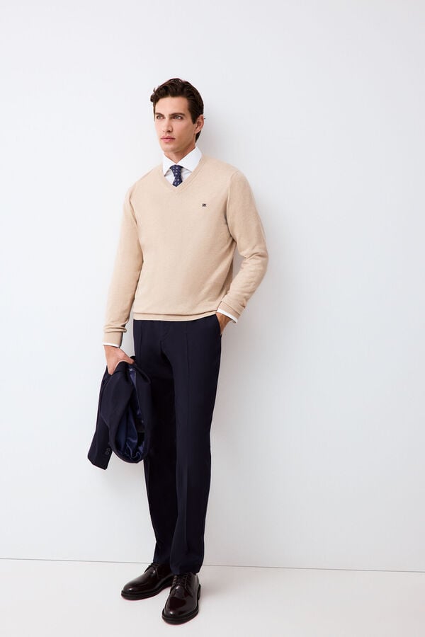 Pedro del Hierro Cashmere merino wool premium jumper Beige