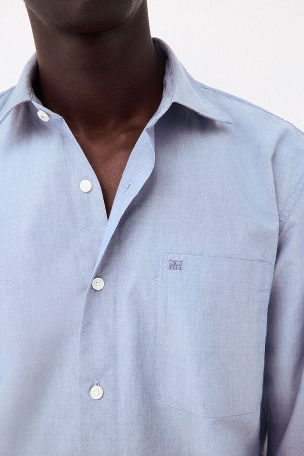 Pedro del Hierro Plain poplin relaxed fit shirt Blue
