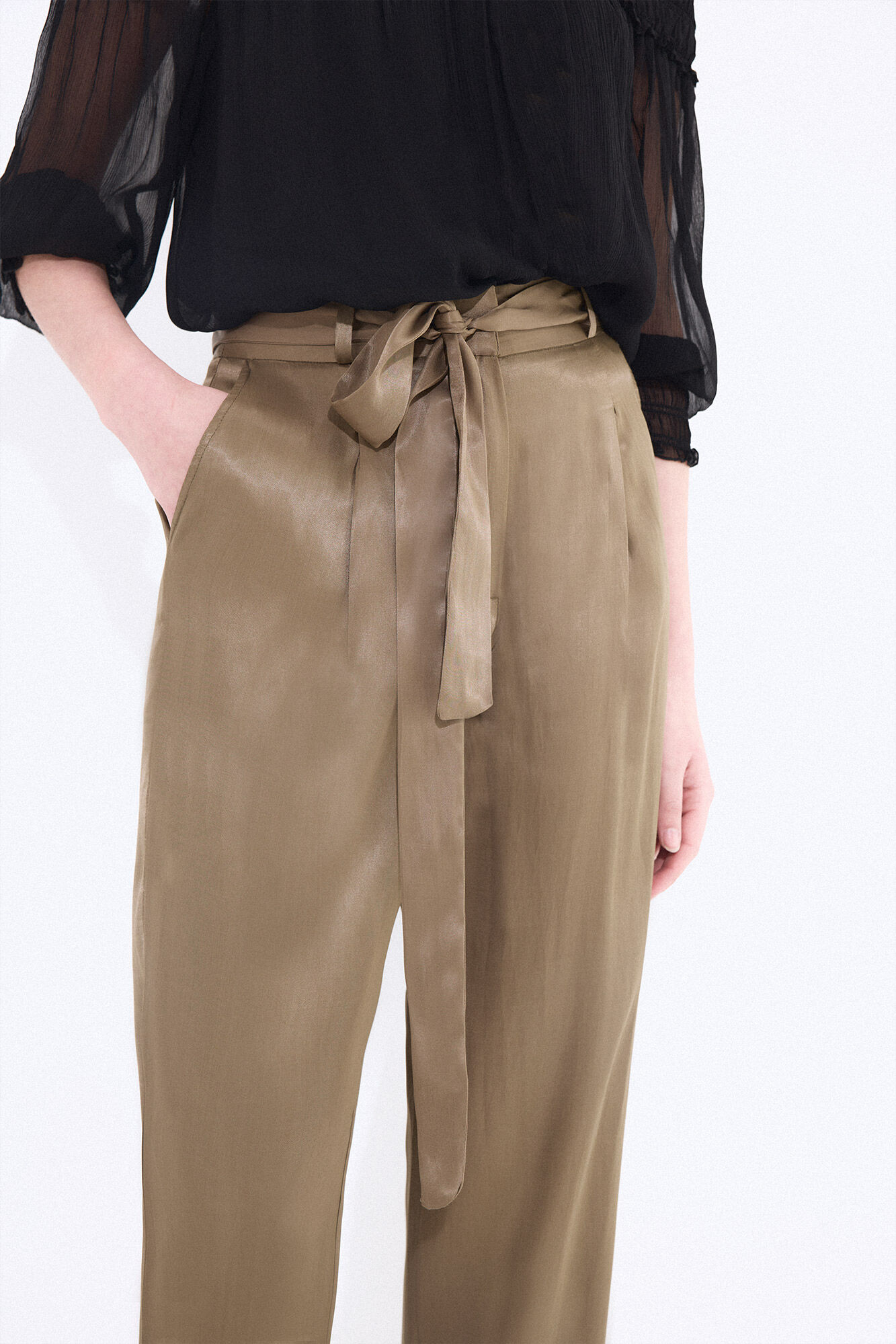 Pedro del Hierro Green satin trousers