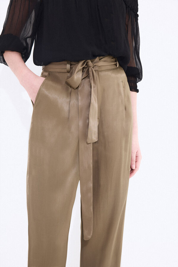 Pedro del Hierro Green satin trousers Green
