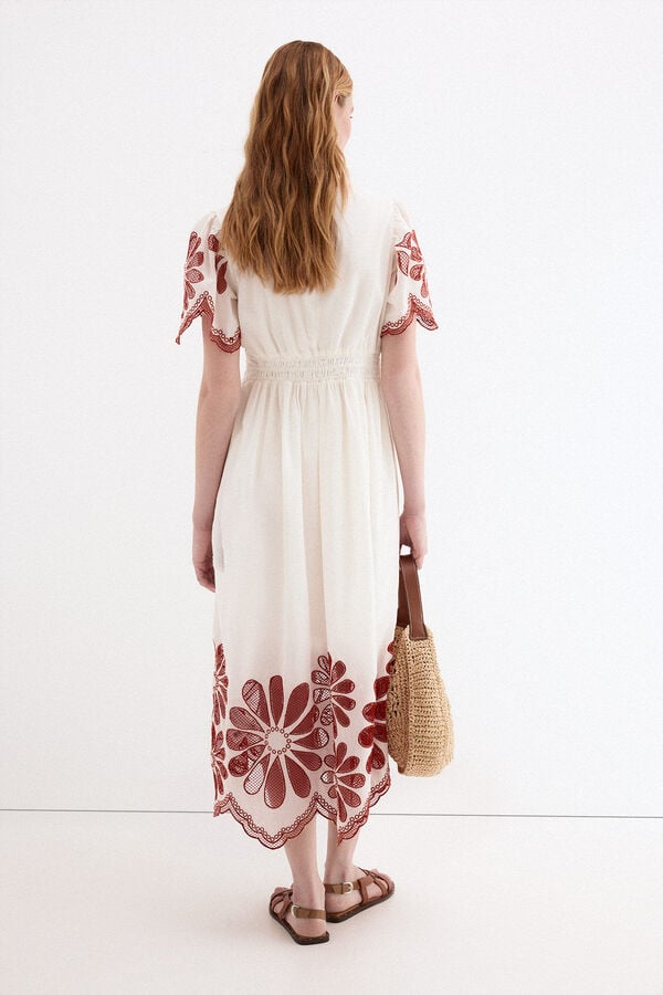 Pedro del Hierro Vestido rom&acirc;ntico de renda Ecru