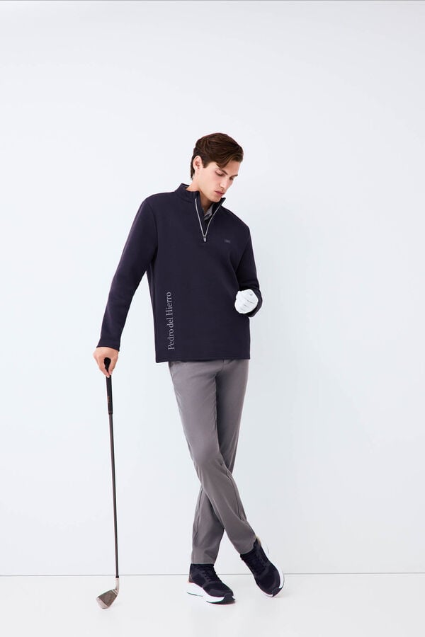 Pedro del Hierro Sweatshirt t&eacute;cnica de golfe gola camionista Azul