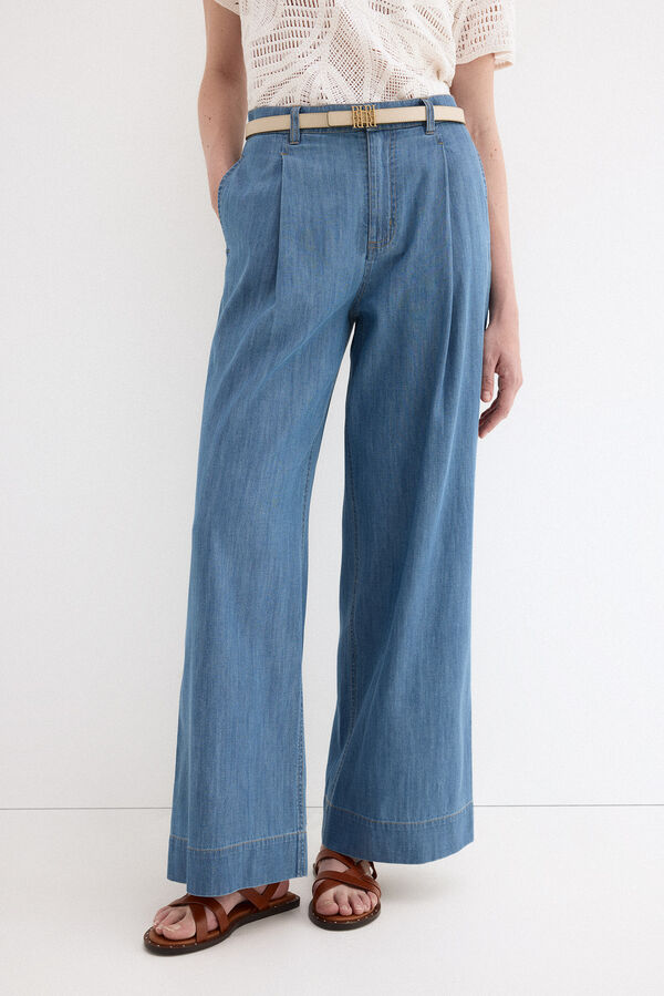 Pedro del Hierro Classic wide leg jeans Blue