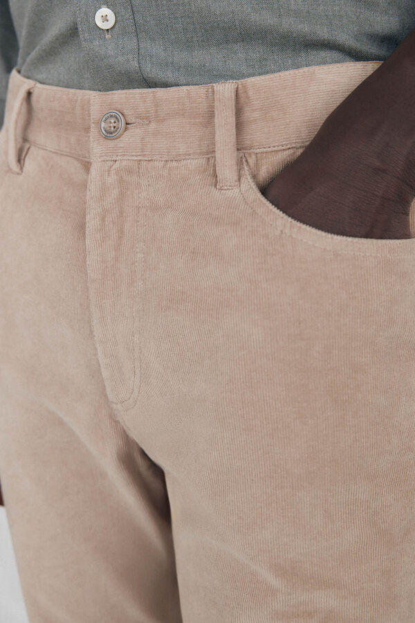 Pedro del Hierro Calças de veludo slim fit com 5 bolsos Beige