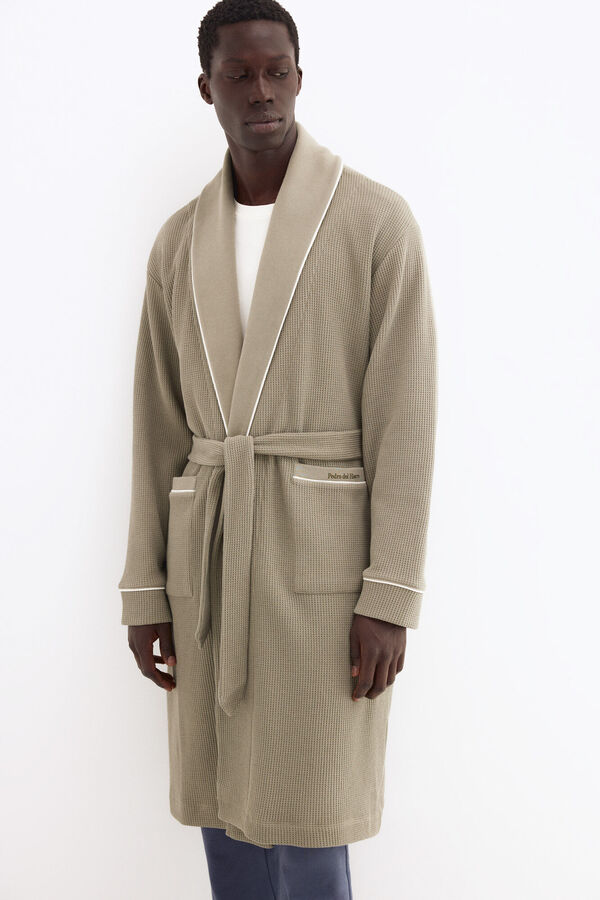 Pedro del Hierro Spanish cotton waffle robe Green