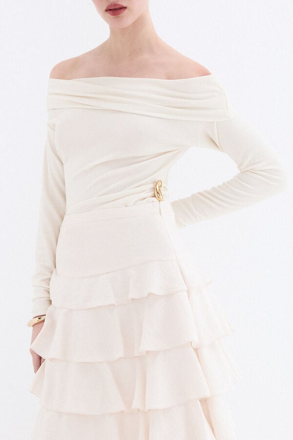 Pedro del Hierro Ruched panel top Ecru