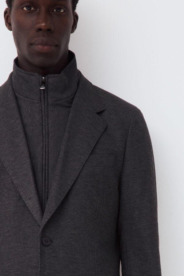 Pedro del Hierro Knit jacket with removable lining Grey