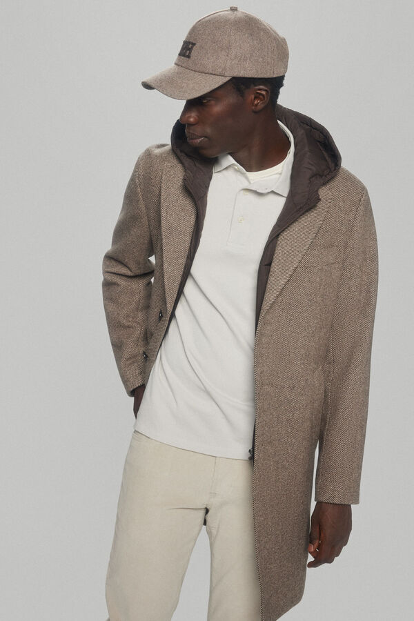 Pedro del Hierro Hooded coat with removable lining Beige