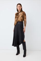 Pedro del Hierro Faux leather asymmetric skirt Black