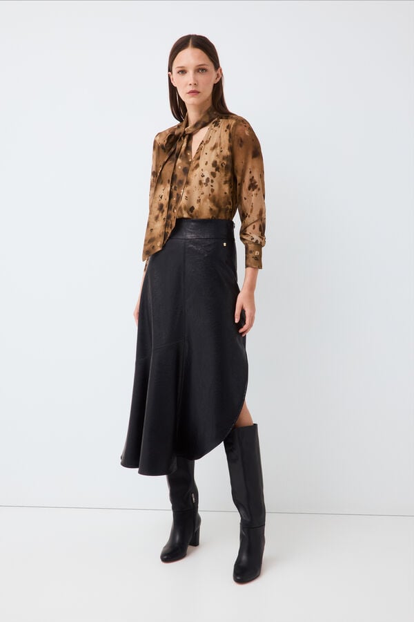 Pedro del Hierro Faux leather asymmetric skirt Black
